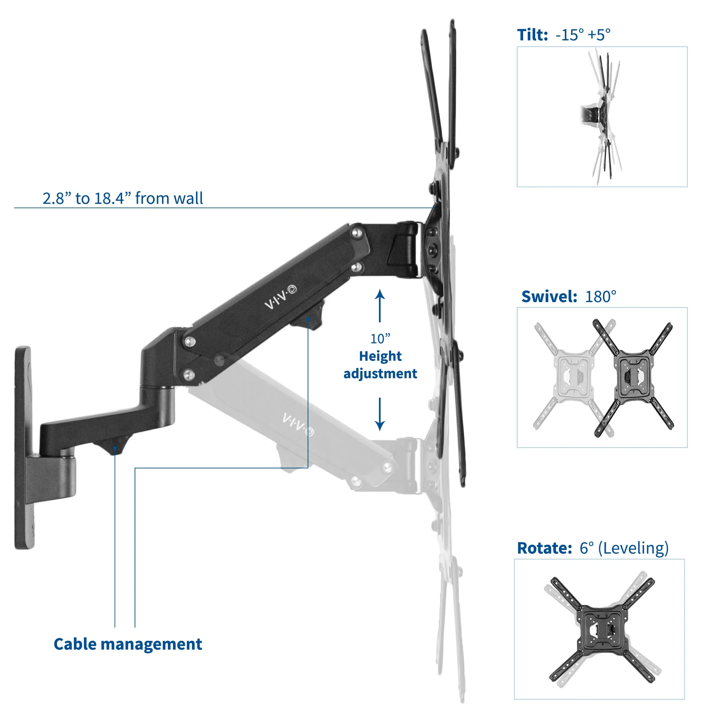 Aluminum Wall Mount for 23” to 55” TVs