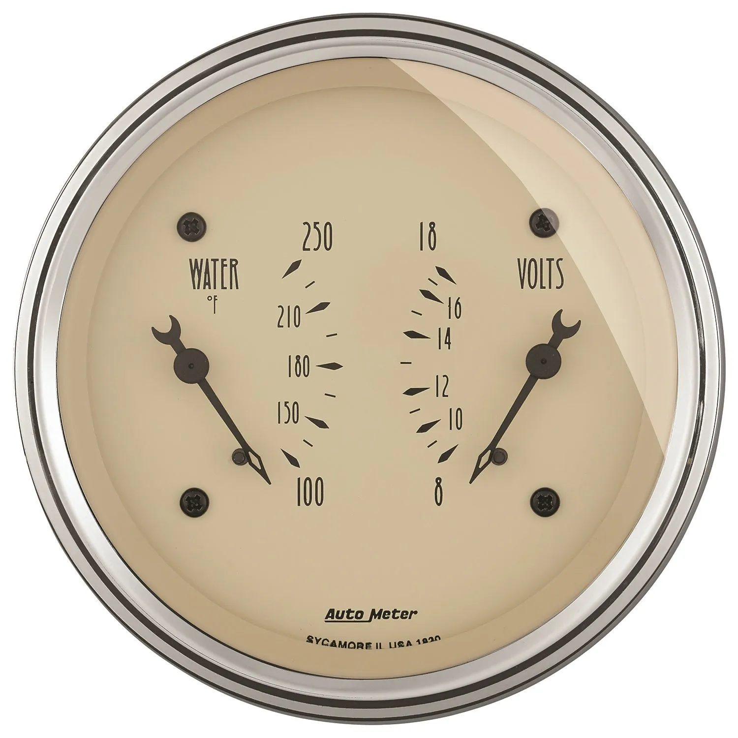AutoMeter 1830 GAUGE; DUAL; WTMP/VOLT; 3 3/8in.; 250deg.F/18V; ELEC; ANTQ BEIGE