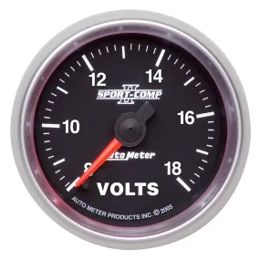 AutoMeter 3691 GAUGE; VOLTMETER; 2 1/16in.; 18V; DIGITAL STEPPER MOTOR; SPORT-COMP II