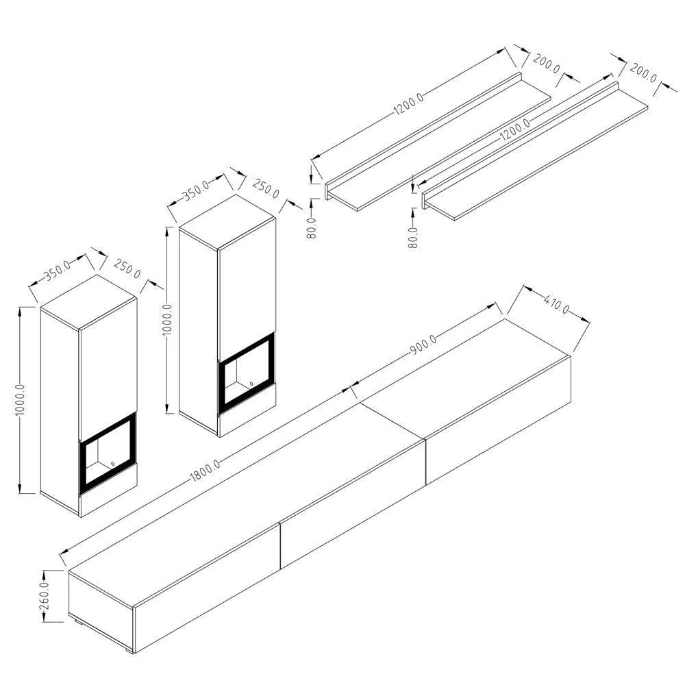 Baros 10 Entertainment Unit For TVs Up To 75"
