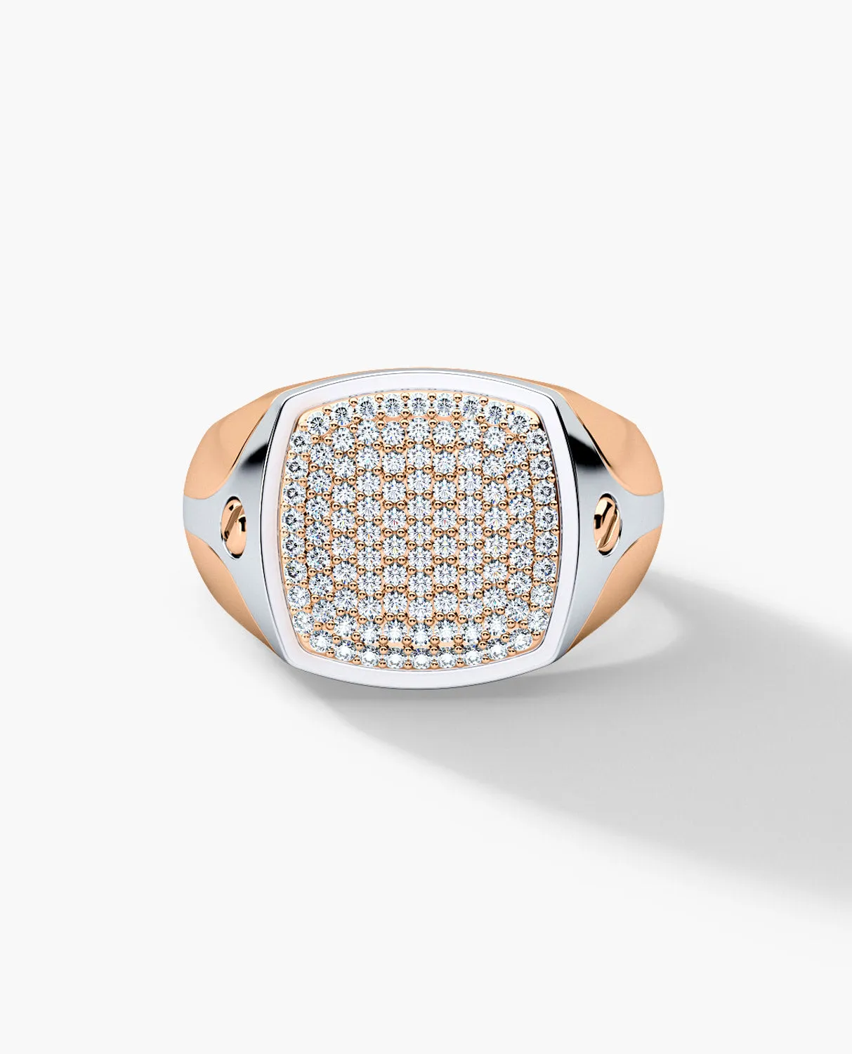 BETZ Two-Tone Gold Signet Ring with 0.70ct Pave Diamonds - Version 1
