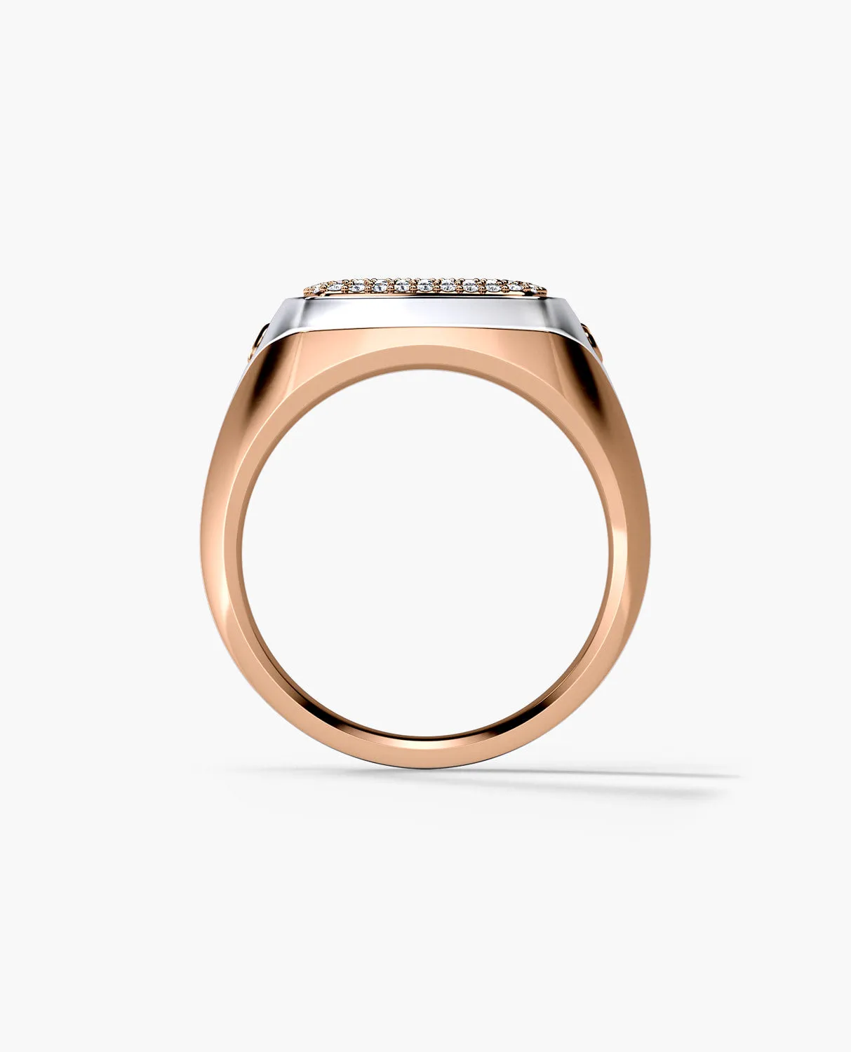 BETZ Two-Tone Gold Signet Ring with 0.70ct Pave Diamonds - Version 1