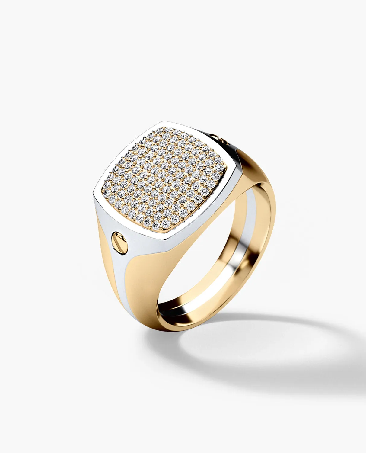 BETZ Two-Tone Gold Signet Ring with 0.70ct Pave Diamonds - Version 1