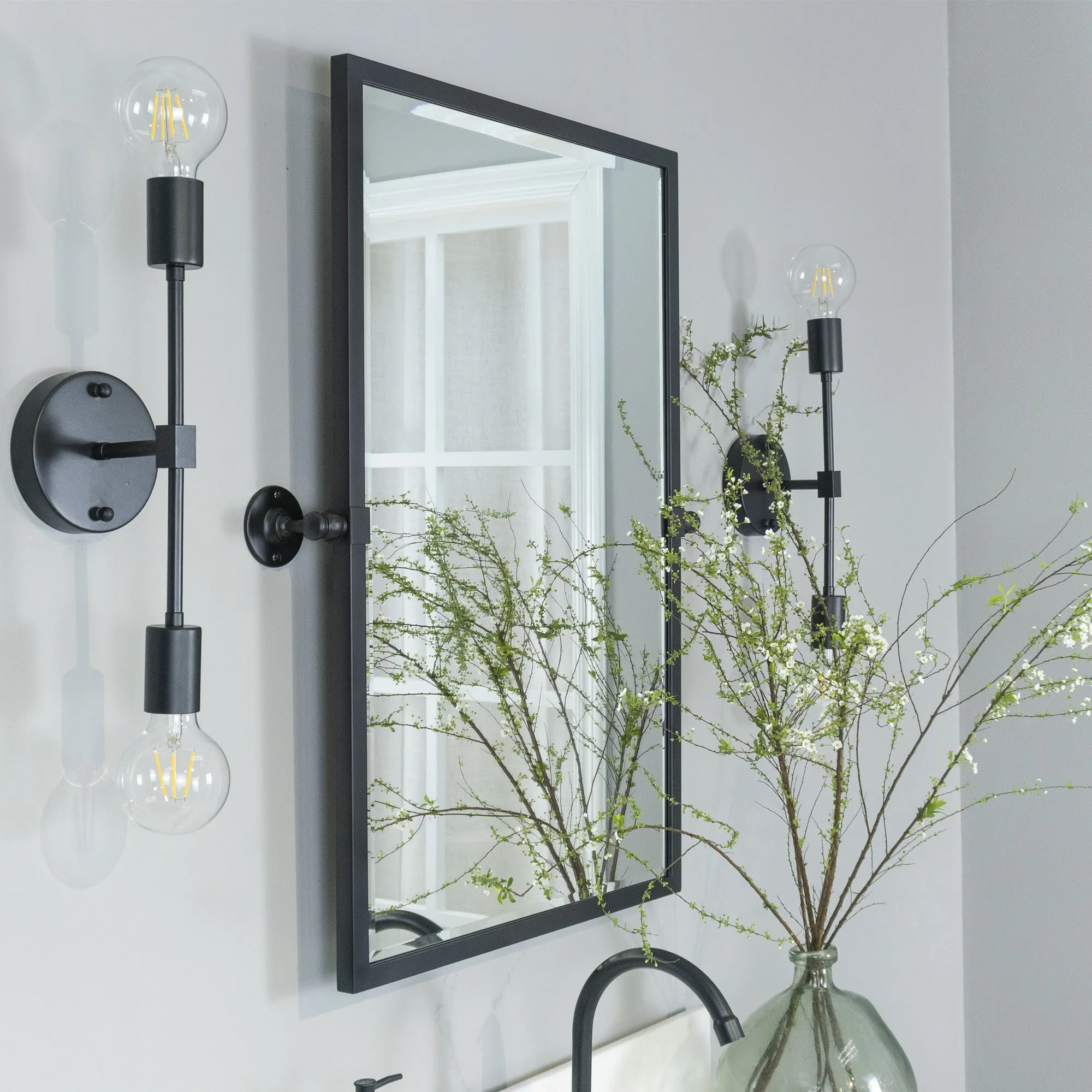 Blakley Rectangular Pivoting Mirror Tilt Mirror for Bathroom Swivel Metal Framed Wall Mounted Bathroom Vanity Mirror