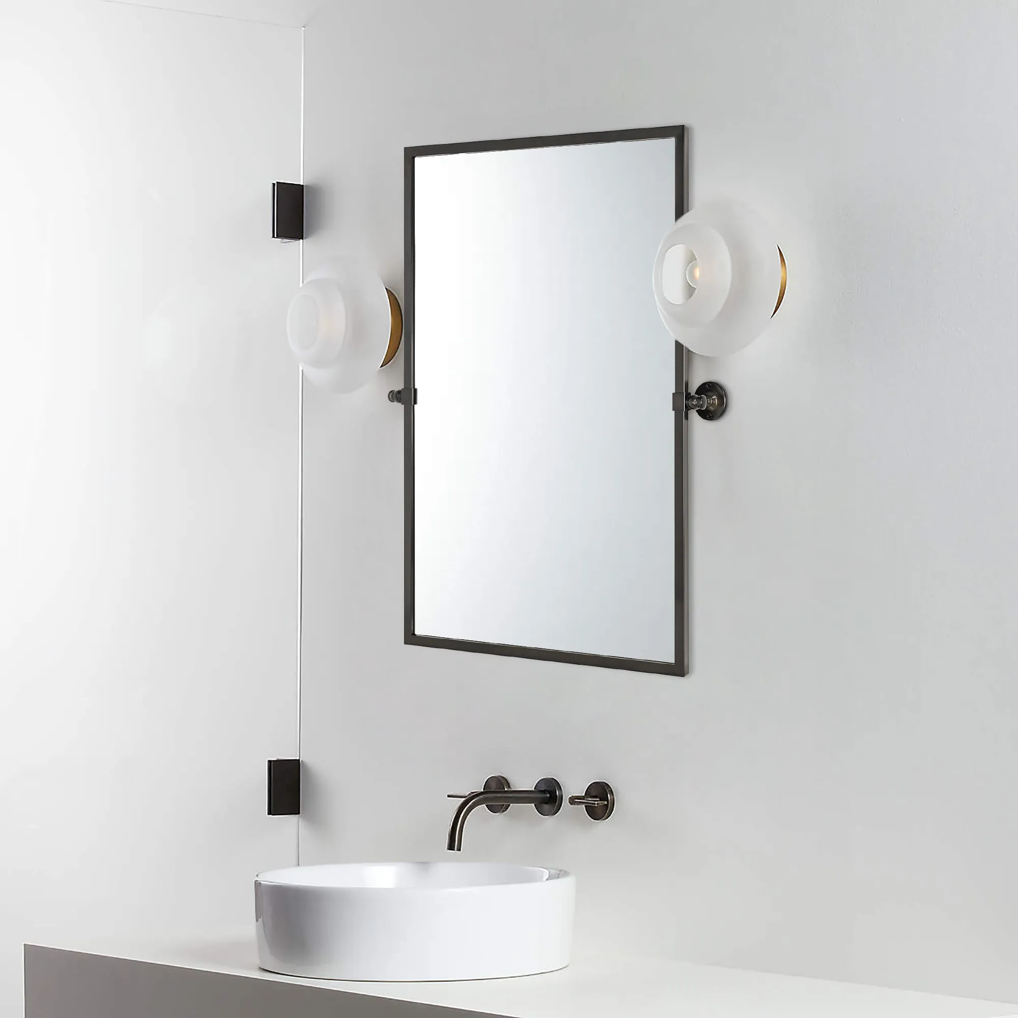 Blakley Rectangular Pivoting Mirror Tilt Mirror for Bathroom Swivel Metal Framed Wall Mounted Bathroom Vanity Mirror