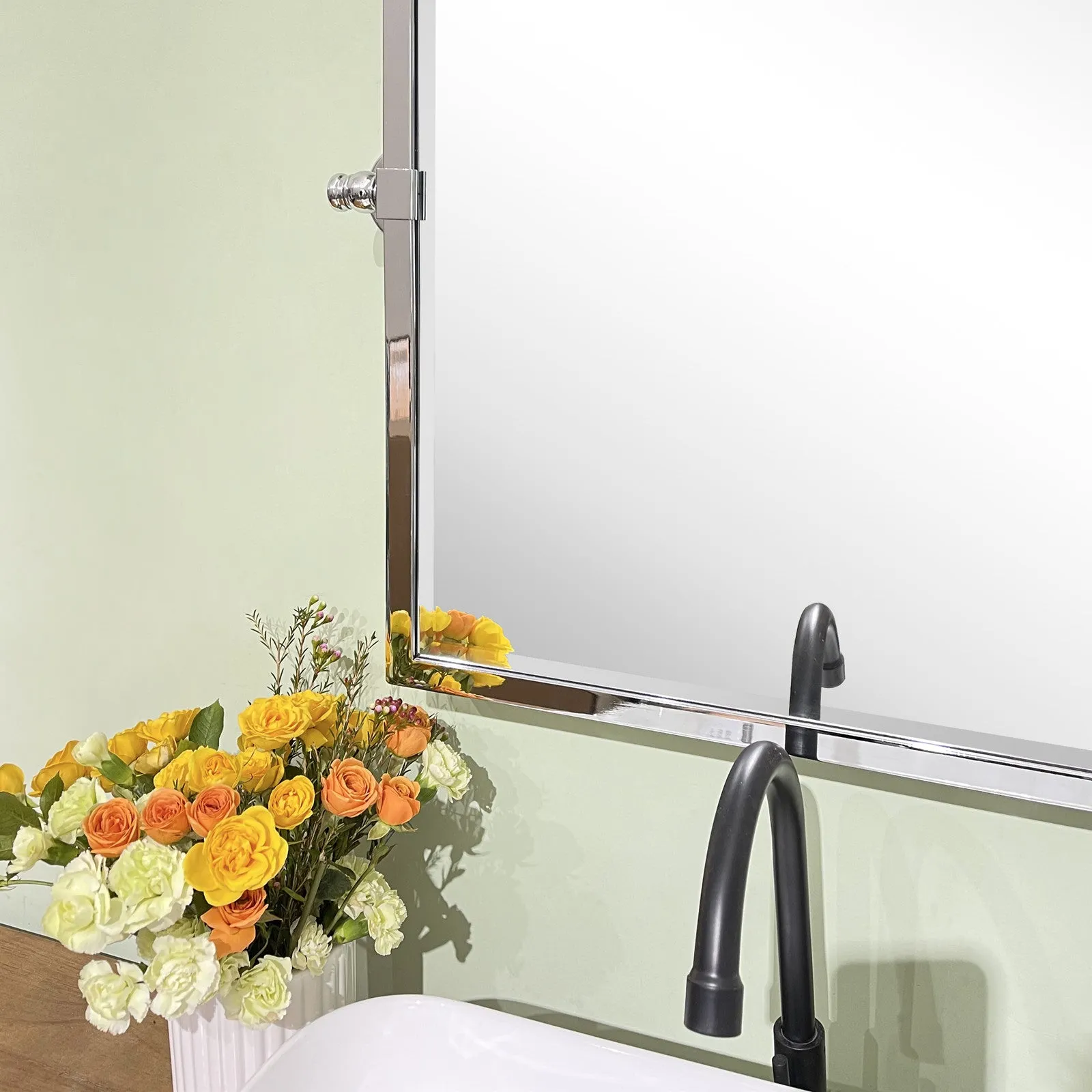 Blakley Rectangular Pivoting Mirror Tilt Mirror for Bathroom Swivel Metal Framed Wall Mounted Bathroom Vanity Mirror