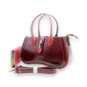 BS Vintage Curved Top Handle Bag with Lock Accent & Wallet