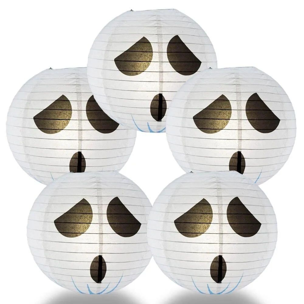 BULK PACK (5) 14" Spooky Shyguy Two-face Ghost Halloween Paper Lantern, Design by Esper