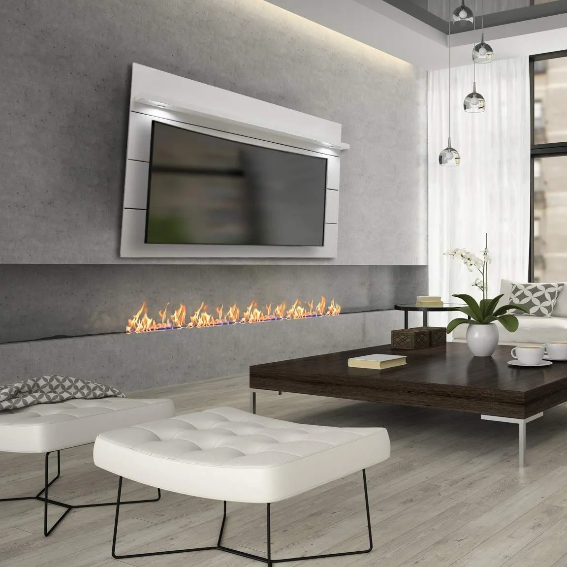 Cabrini Floating Wall TV Panel 1.8 in White Gloss