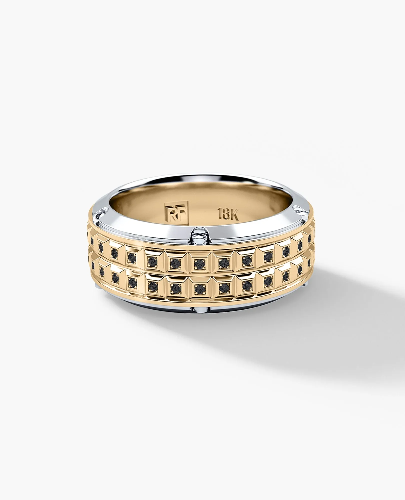 CALHOUN Two-Tone Gold Ring with 0.30ct Black Diamonds