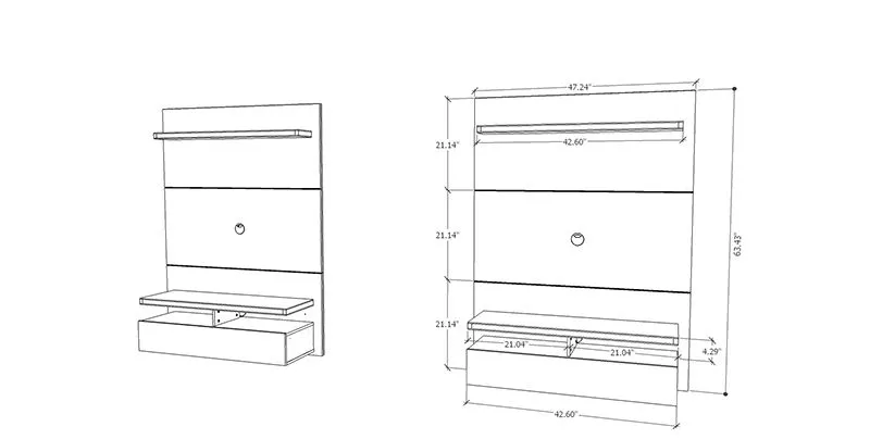 City 1.2 Floating Wall Theater Entertainment Center in Maple Cream and Off White