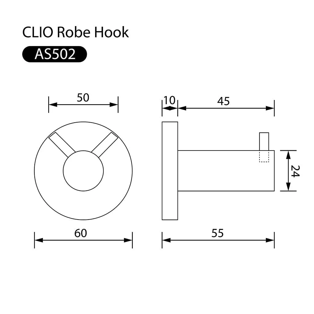 Clio Double Robe Hook Brushed Gold