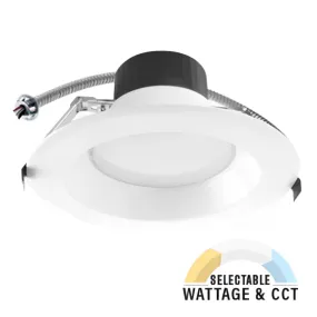 Commercial Recessed LED Lighting, 6 Inch, 22W/15W/10W, Selectable Wattage & CCT, 1800 Lumens