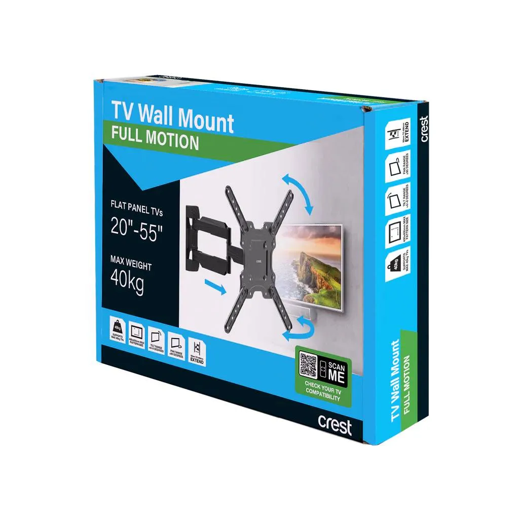 Crest MFP44FM 20" - 55" Black Full Motion TV Wall Mount