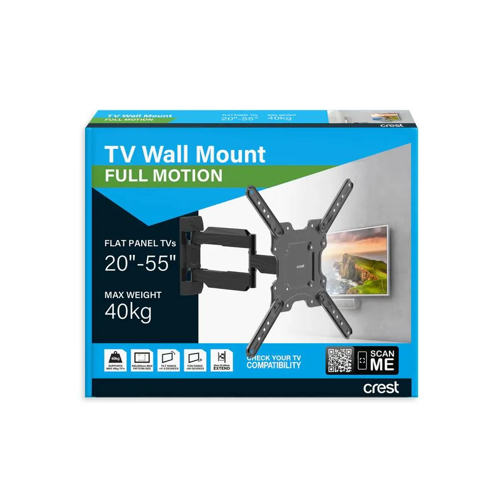 Crest MFP44FM 20" - 55" Black Full Motion TV Wall Mount