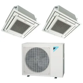 Daikin 2-Zone Ceiling Cassette Ductless Mini-Split 48000 BTU Heat Pump Air Conditioner 18k   18k - 20.6 SEER2
