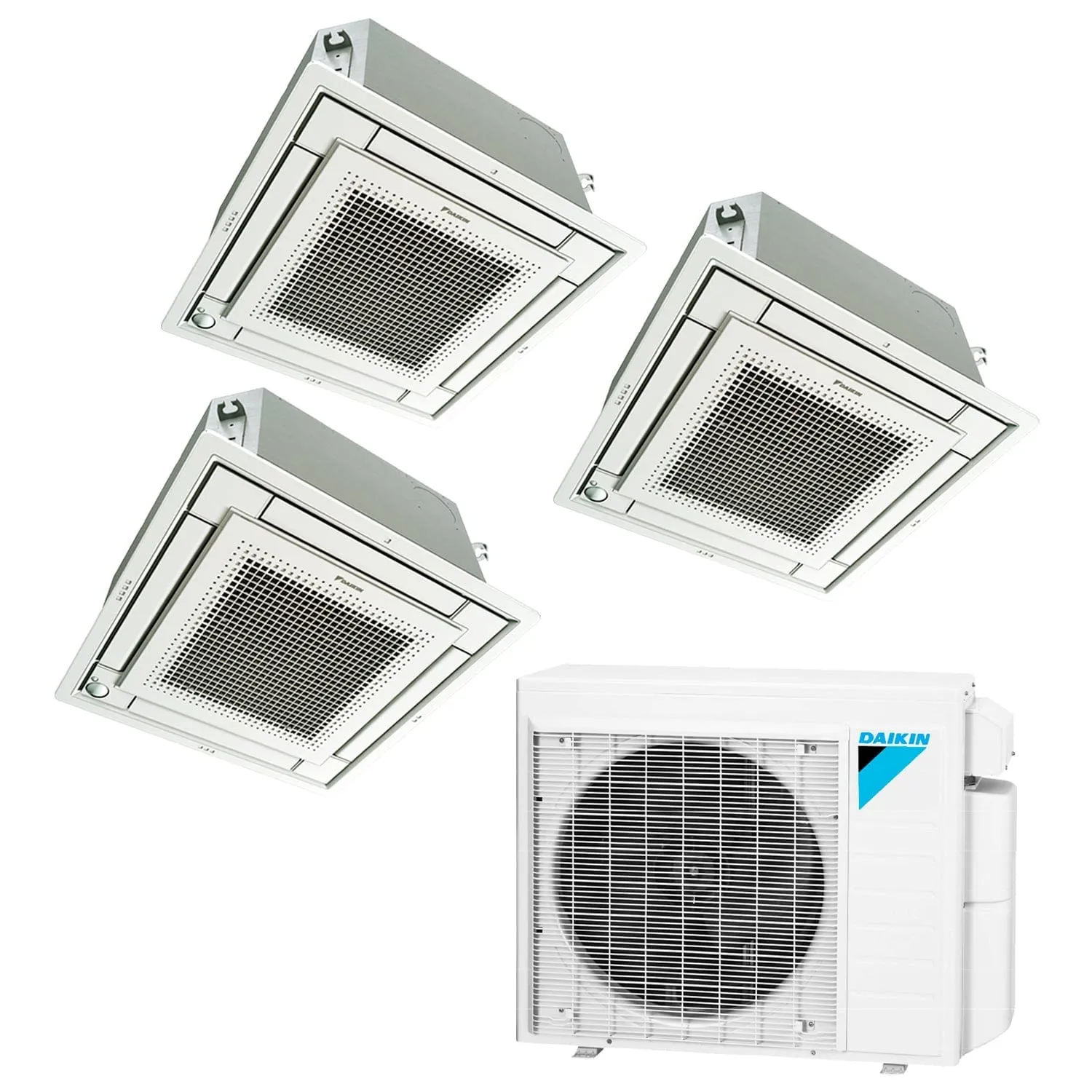 Daikin 3-Zone Ceiling Cassette Ductless Mini-Split 24000 BTU Heat Pump Air Conditioner 9k   12k   12k - 18 SEER2