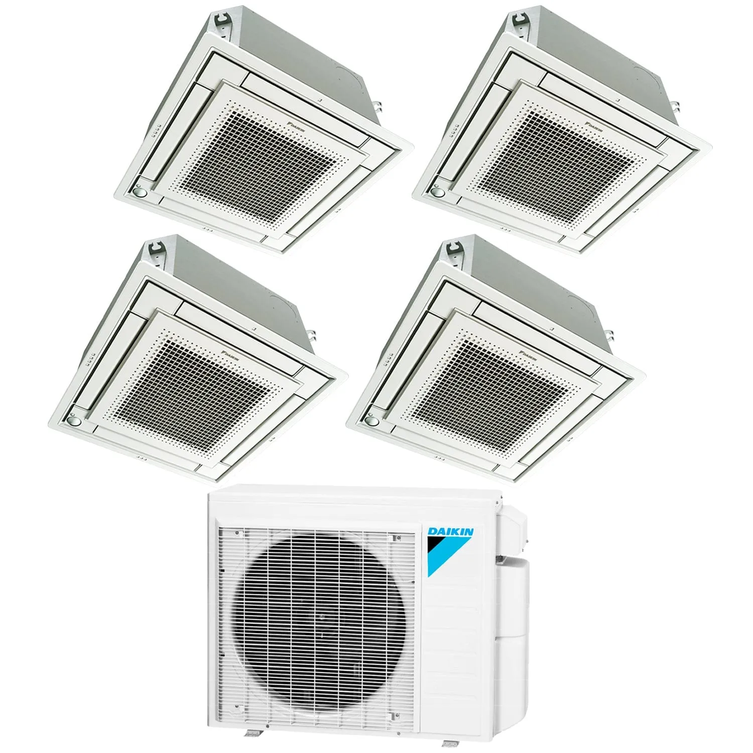Daikin 4-Zone Ceiling Cassette Ductless Mini-Split 36000 BTU Heat Pump Air Conditioner 9k   9k   9k   18k - 18.1 SEER2