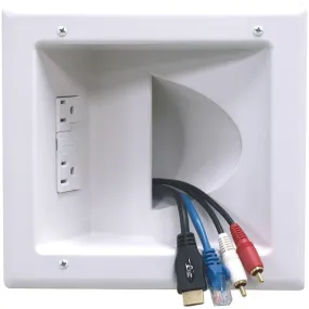 DATACOMM ELECTRONICS 45-0041-WH Recessed Low-Voltage Media Plate ;with Duplex Surge Suppressor
