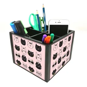 Desk Organizer For Stationery -  Cats Face