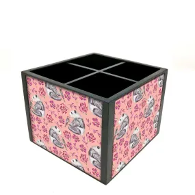Desk Organizer For Stationery - Pink Floral Panda