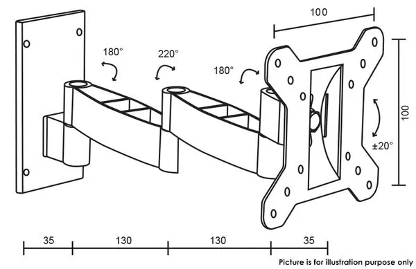 DOSS LCD/LED Wall Mount Bracket for Sony TV 19-22" Series BX, S5700, S4000 (Black)