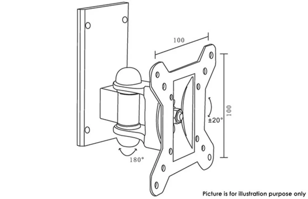 DOSS TV Swivel & Tilt Wall Mount Bracket 15-24″ up to 20kg (Black)