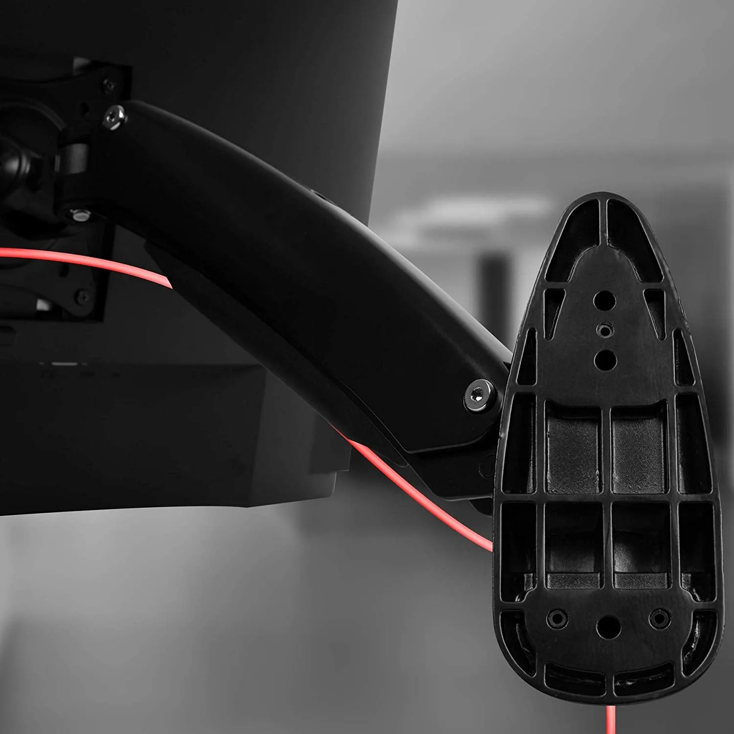 Duronic Monitor Arm Wall Mount DM55W1X2 | Bracket for Single PC Computer Screen | Aluminium | For One 15”-27” LED LCD TV Television | VESA 75/100 Fixing | Tilt  85°/-90°, Swivel 180°, Rotate 360°
