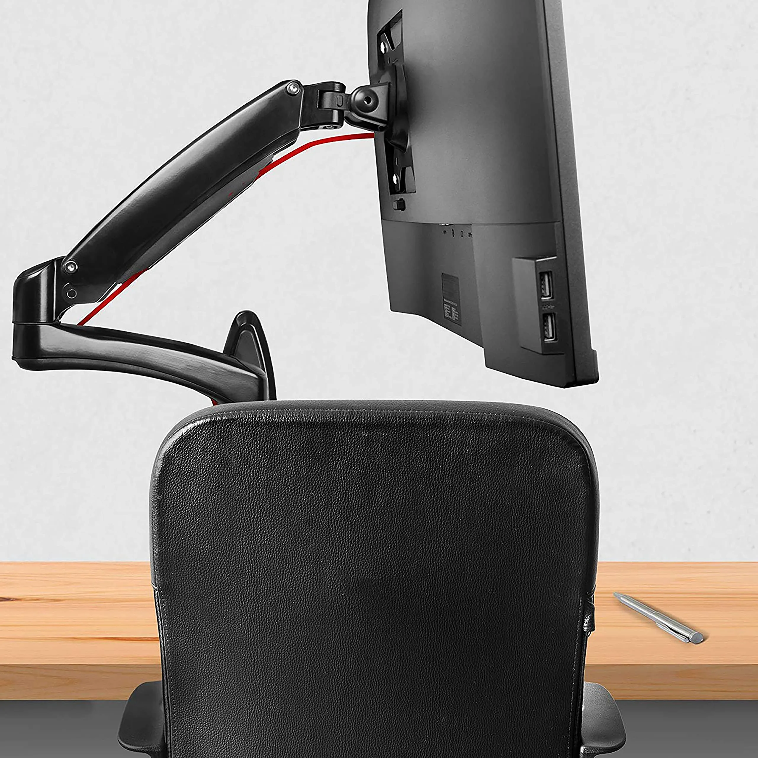 Duronic Monitor Arm Wall Mount DM55W1X2 | Bracket for Single PC Computer Screen | Aluminium | For One 15”-27” LED LCD TV Television | VESA 75/100 Fixing | Tilt  85°/-90°, Swivel 180°, Rotate 360°
