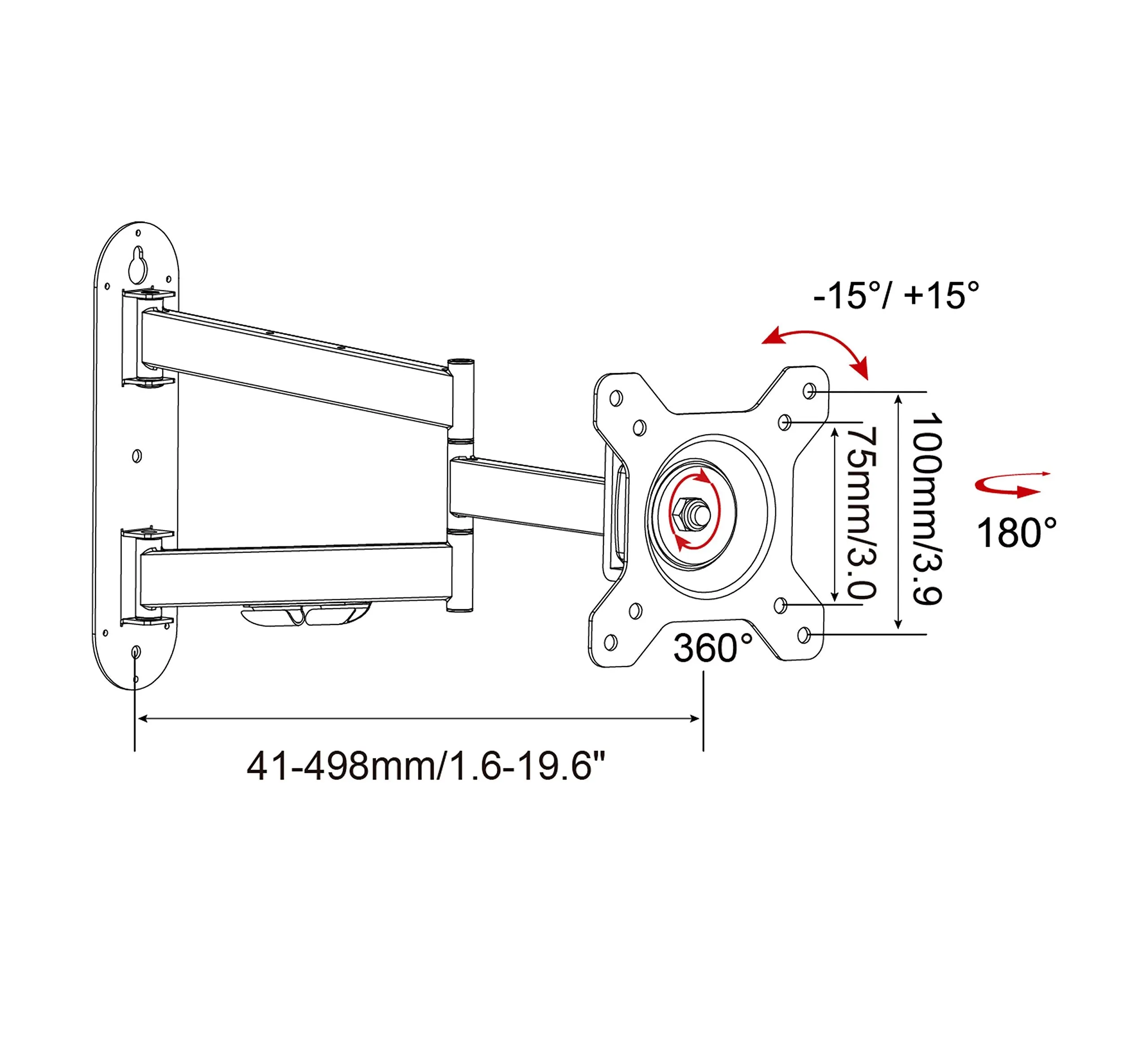 Duronic TVB1125 TV Bracket, Cantilever Wall Mount for 13-30" Television Screen, Tilting Action  15°/-15, Fits up to 600x400mm, For Flat Screen (18kg)