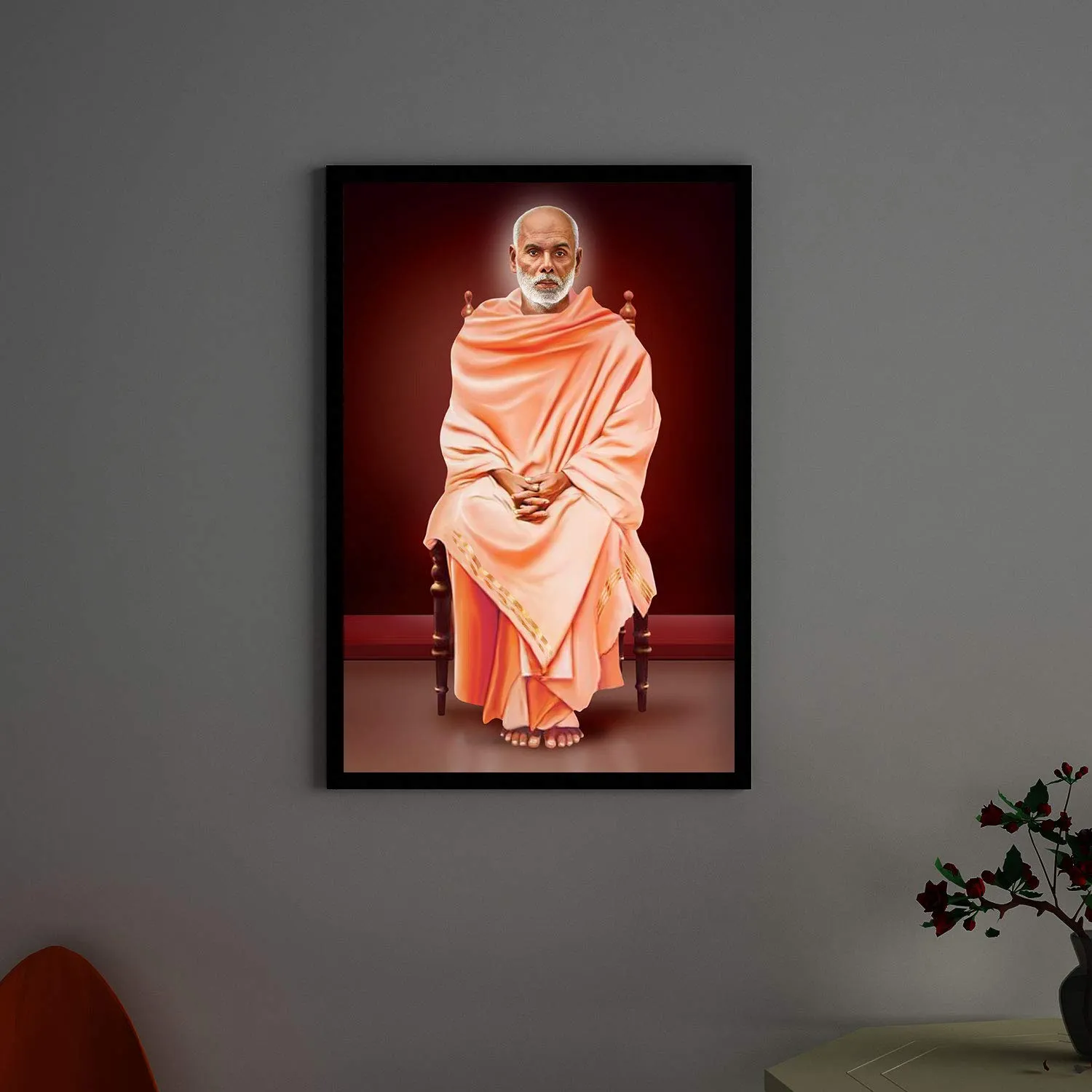 Elcare Divine Led Photo Frame of Sree Narayana Guru | Home Decor | Divine Photo | Gift | Pooja/Prayer Room | Frame - 12X18 Inches | ELC070