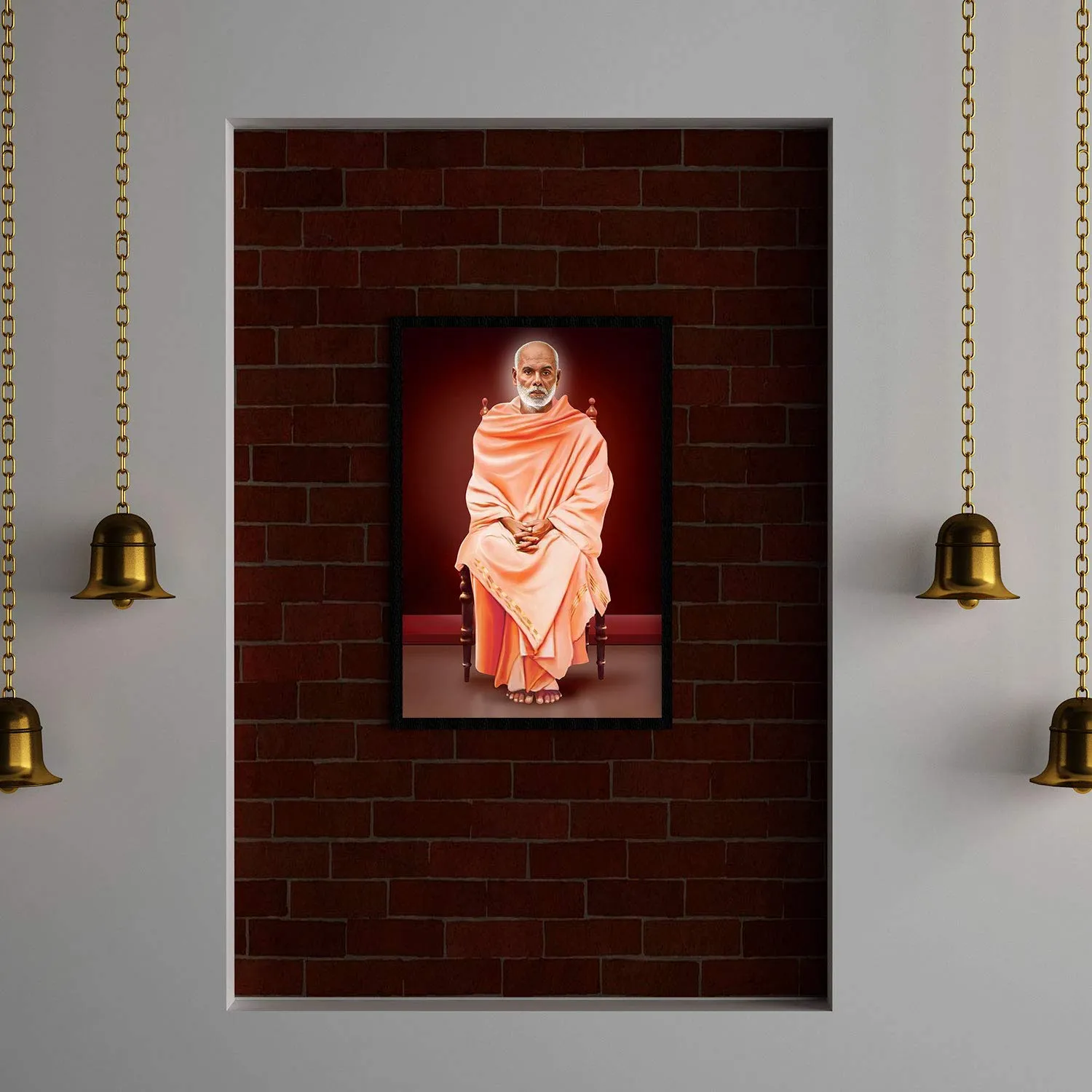Elcare Divine Led Photo Frame of Sree Narayana Guru | Home Decor | Divine Photo | Gift | Pooja/Prayer Room | Frame - 12X18 Inches | ELC070