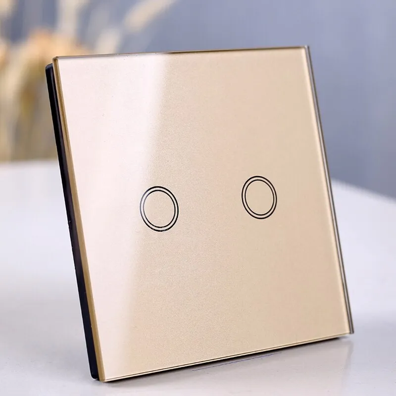 EU/UK Standard Touch Switch, Wall Light Touch Screen Switch, wireless Remote control Wall touch switch , 2 gang gray AC130~250V