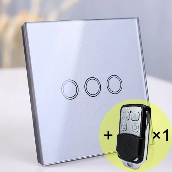 EU/UK Standard Touch Switch, Wall Light Touch Screen Switch, wireless Remote control Wall touch switch , 2 gang gray AC130~250V