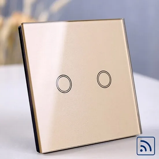 EU/UK Standard Touch Switch, Wall Light Touch Screen Switch, wireless Remote control Wall touch switch , 2 gang gray AC130~250V