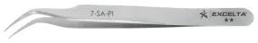 Excelta 7-SA-PI Italian-Made Anti-Magnetic Stainless Steel Tweezer with 45° Curved, Tapered, Very Fine Point Tips, 4.5" OAL