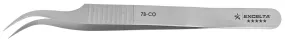 Excelta 7B-CO Swiss-Made Cobalt Steel Cobalt Tweezer with 55° Curved, Serrated Very Fine Point Tips, 4.5" OAL