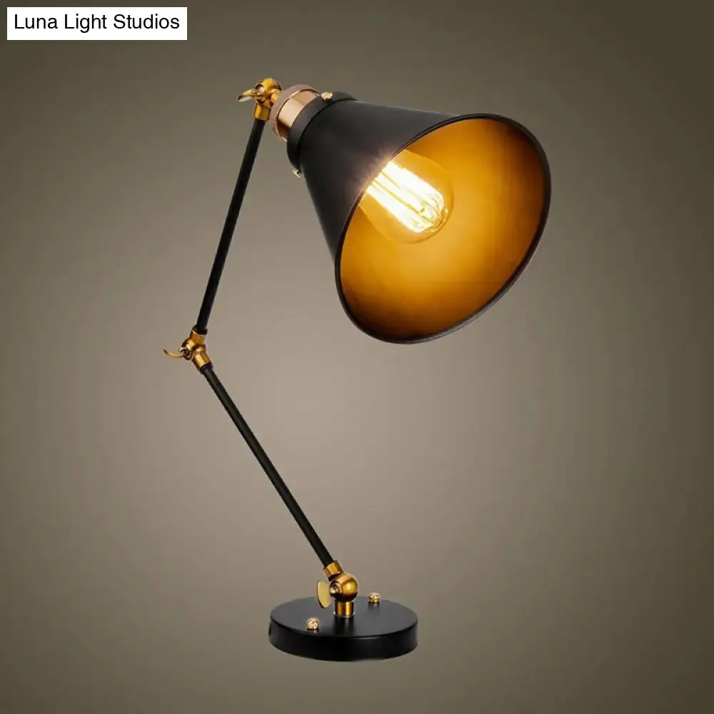 Farmhouse Bistro Wall Lamp: Adjustable 1-Light Fixture with Black Iron Shade