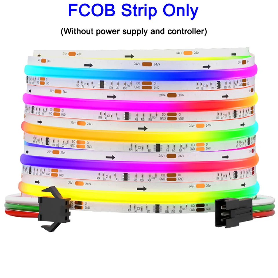 FCOB FOB COB SPI RGB LED Strip Kit Smart Bluetooth 720LEDs DC24V WS2811 RGBIC Addressable Pixels Alexa Google Home