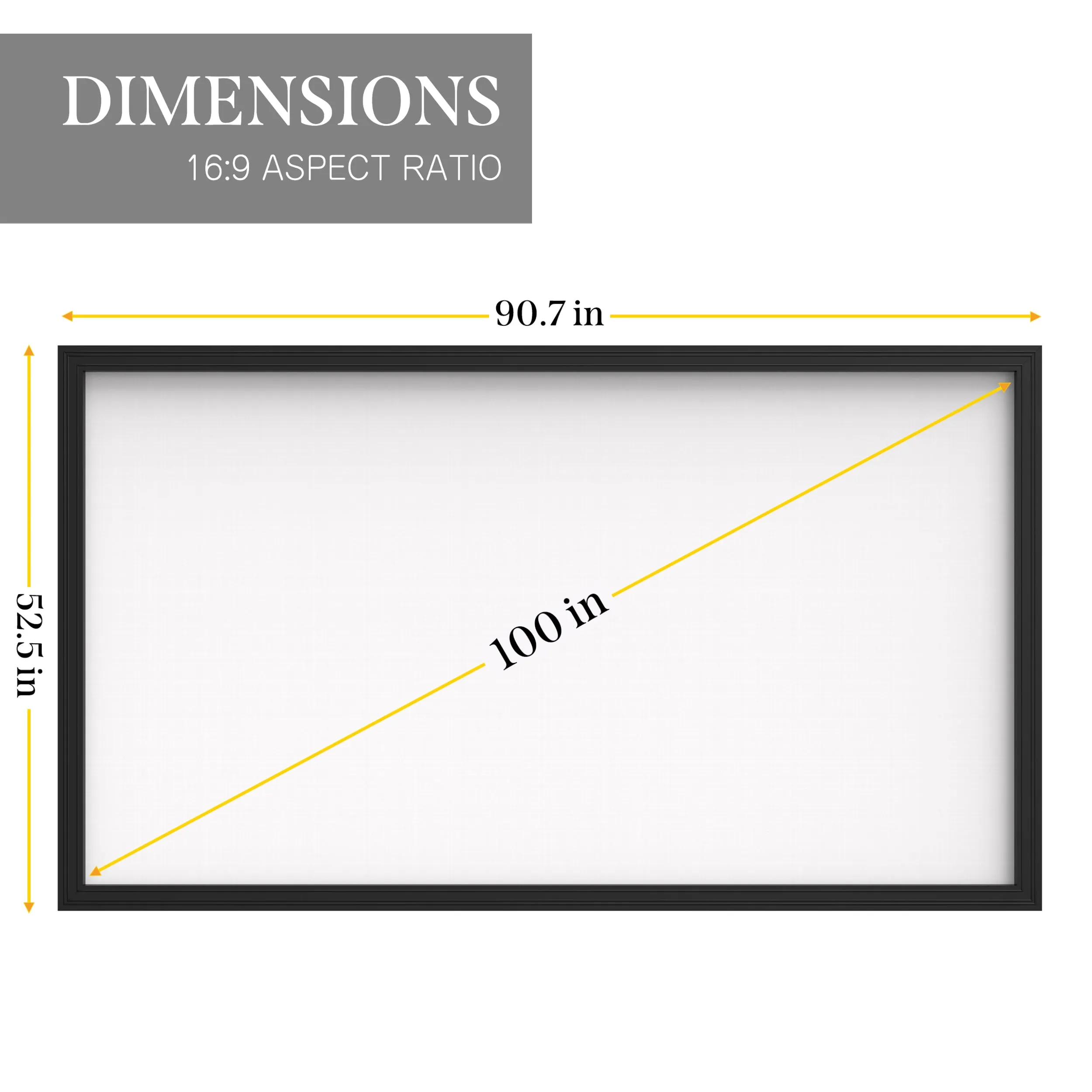 Fixed Frame Projector Screen 100 inch - Hang on Wall - GER-1252