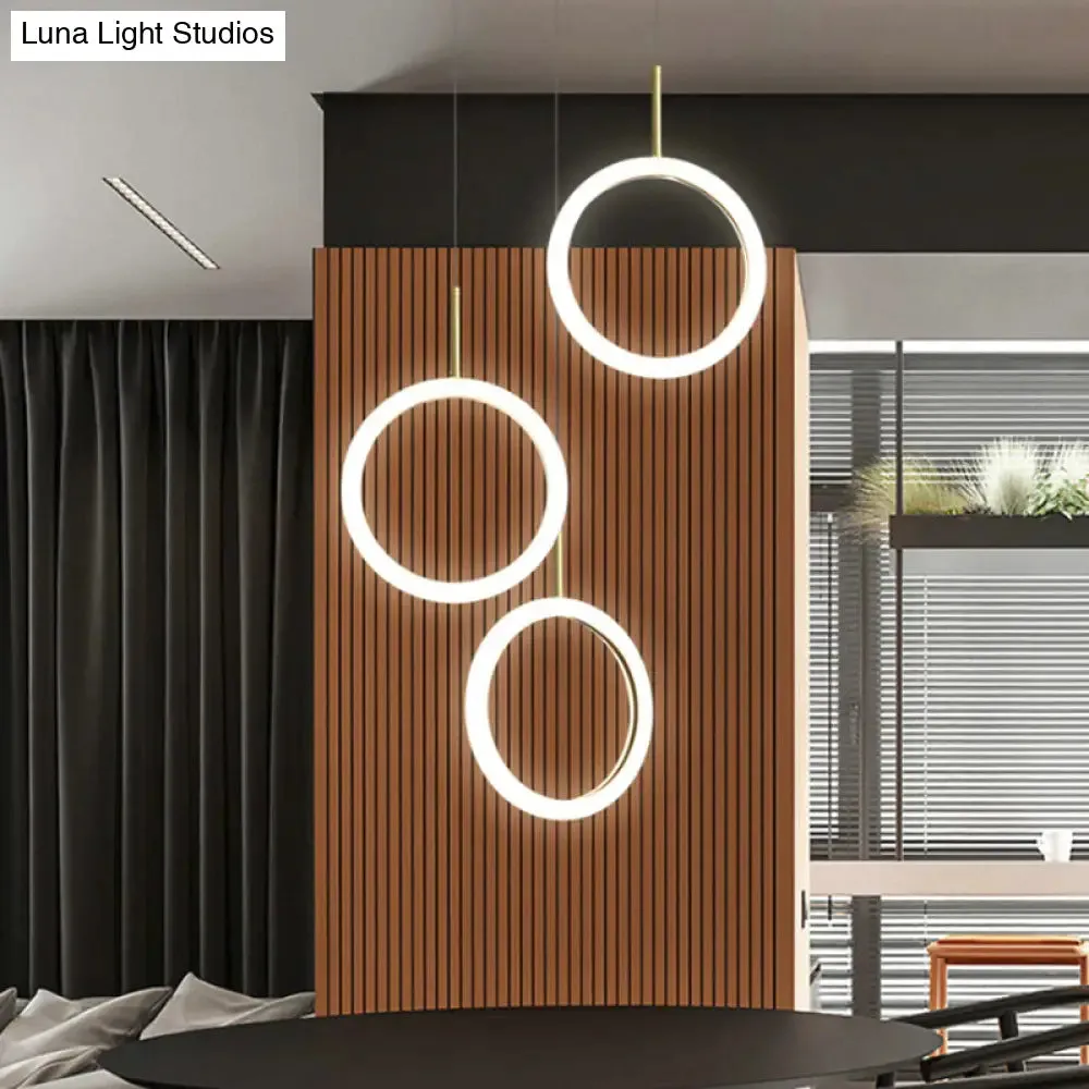 Gold Halo Ring LED Pendant Light - Minimalist Ceiling Downlighting for Restaurants - 8"/11" Diameter - Warm/White Light