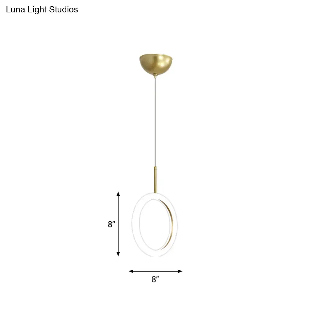 Gold Halo Ring LED Pendant Light - Minimalist Ceiling Downlighting for Restaurants - 8"/11" Diameter - Warm/White Light