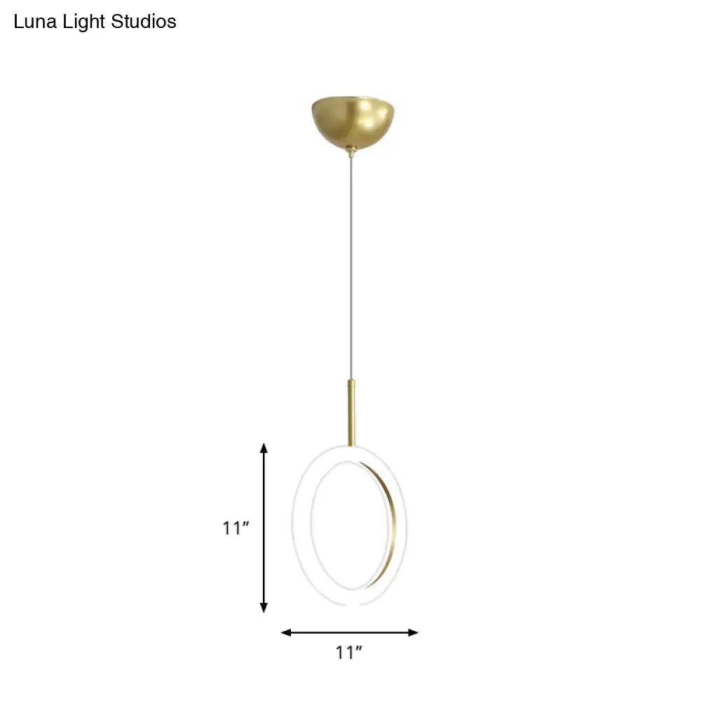 Gold Halo Ring LED Pendant Light - Minimalist Ceiling Downlighting for Restaurants - 8"/11" Diameter - Warm/White Light