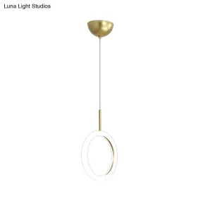 Gold Halo Ring LED Pendant Light - Minimalist Ceiling Downlighting for Restaurants - 8"/11" Diameter - Warm/White Light