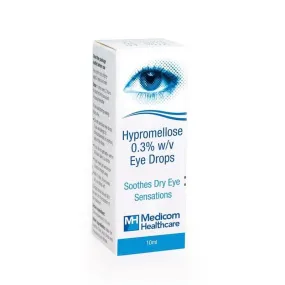 Hypromellose 0.3% Eye Drops Artificial Tears For Dry Eyes 10ml