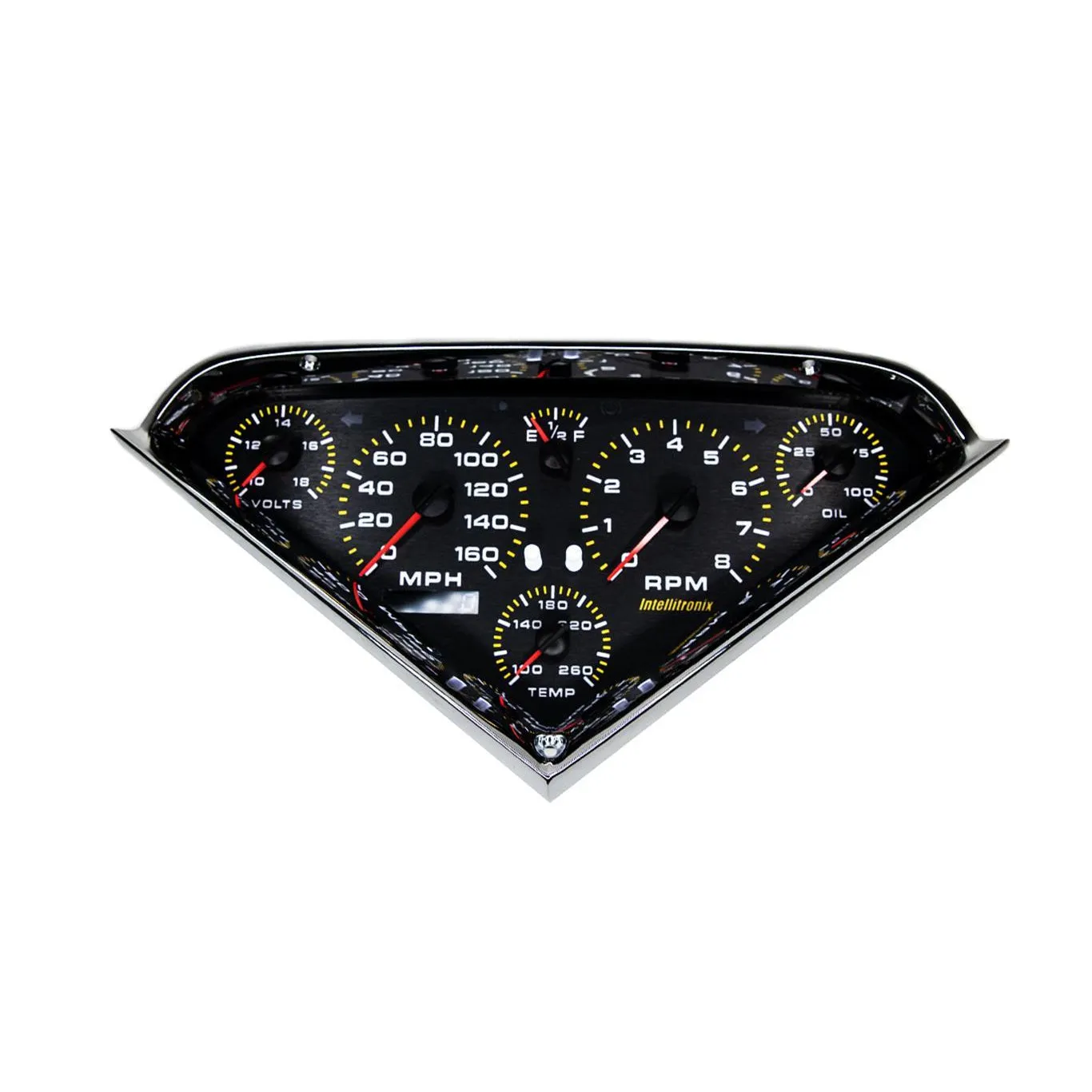 Intellitronix Analog Gauge Cluster - Black - Chrome Bezel - GM Fullsize Truck 1955-59