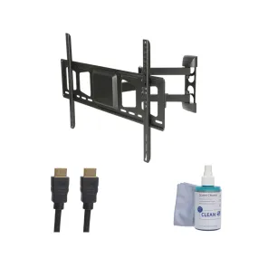 iTech Double Arm 37" to 80" TVs Wall Mount TV Bracket Bundle  - Black | TVBRACKBUN2A