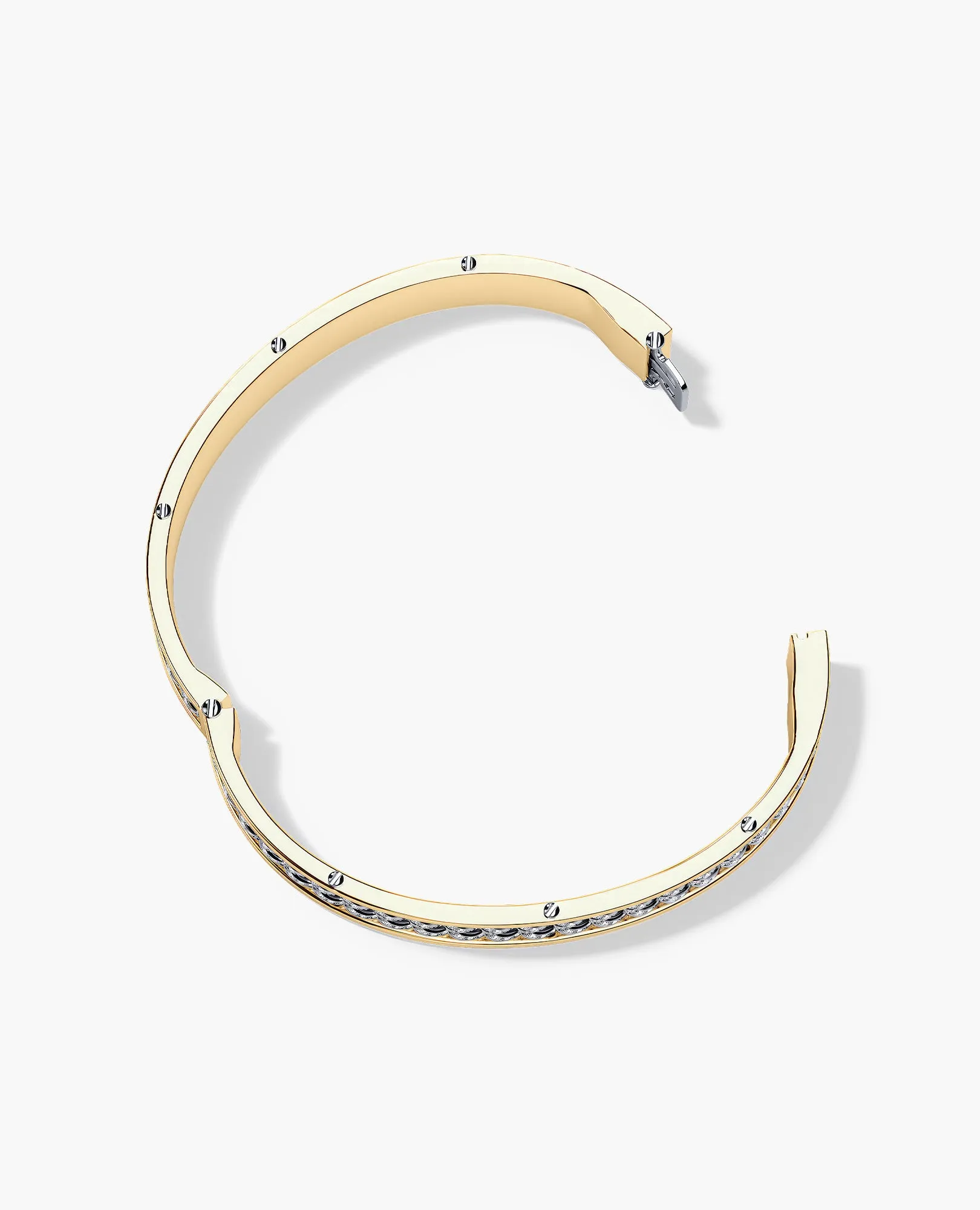 KENSINGTON Two-Tone Gold Cuban Link Bangle Bracelet with Diamonds