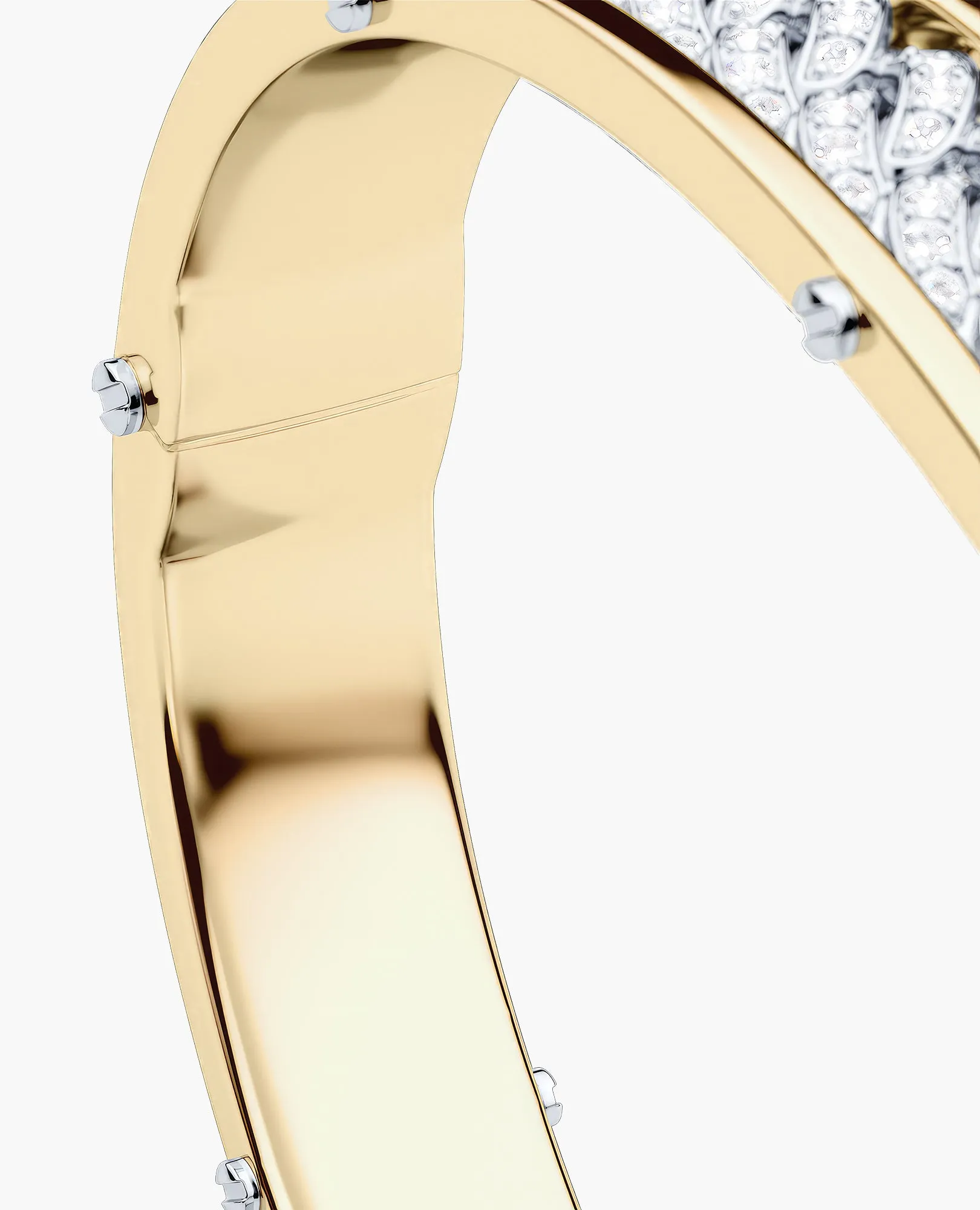 KENSINGTON Two-Tone Gold Cuban Link Bangle Bracelet with Diamonds
