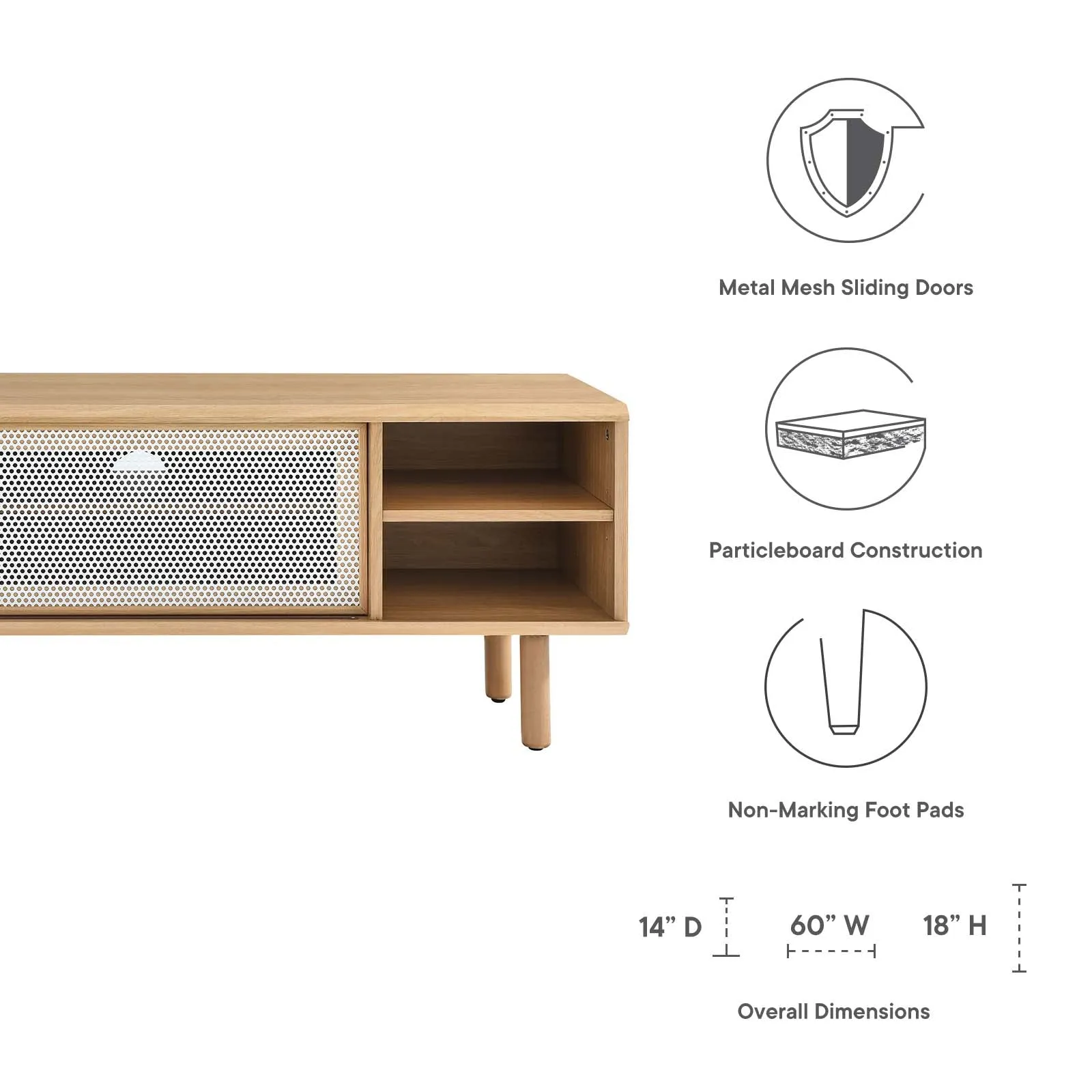 Kurtis 60" TV Stand Oak EEI-6234-OAK